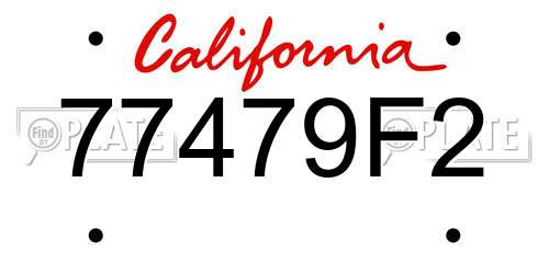 77479F2 California License Plate