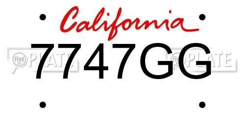 7747GG California License Plate
