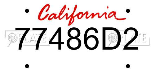 77486D2 California License Plate