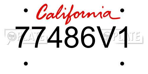 77486V1 California License Plate