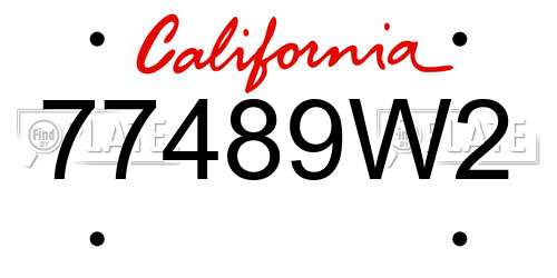 77489W2 California License Plate
