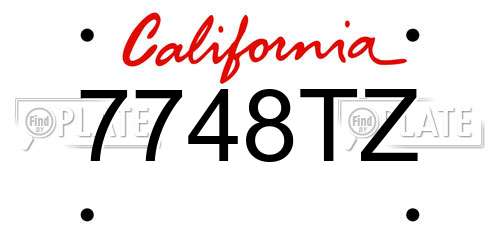 7748TZ California License Plate