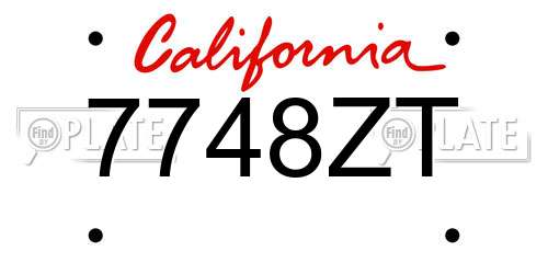 7748ZT California License Plate
