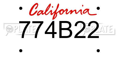 774B22 California License Plate