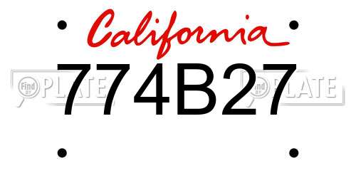 774B27 California License Plate