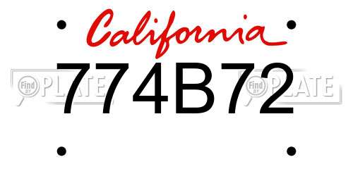 774B72 California License Plate