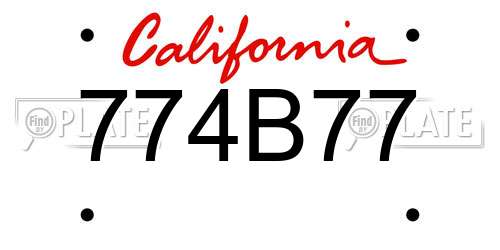 774B77 California License Plate