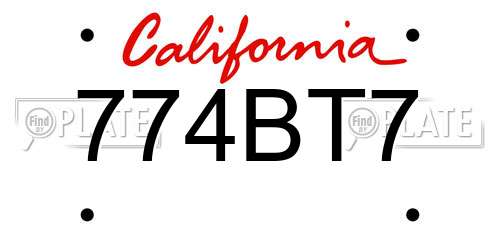 774BT7 California License Plate