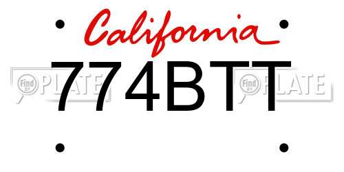 774BTT California License Plate