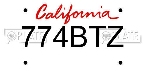 774BTZ California License Plate