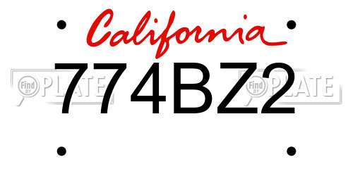 774BZ2 California License Plate