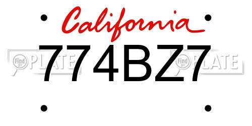 774BZ7 California License Plate