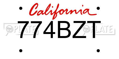 774BZT California License Plate