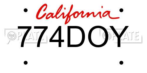 774DOY California License Plate