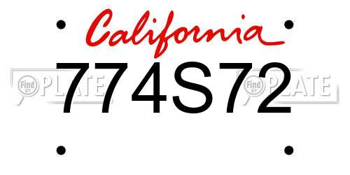 774S72 California License Plate