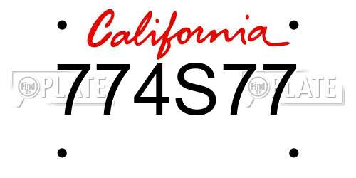 774S77 California License Plate