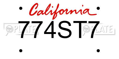 774ST7 California License Plate