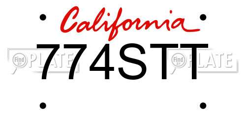 774STT California License Plate