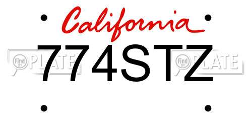 774STZ California License Plate