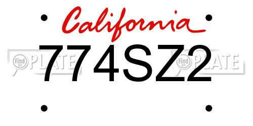 774SZ2 California License Plate