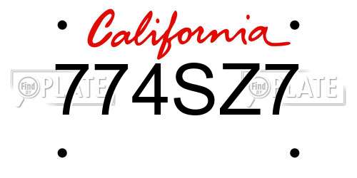 774SZ7 California License Plate