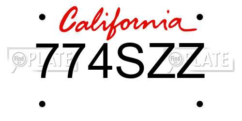 774SZZ California License Plate