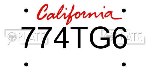 774TG6 California License Plate