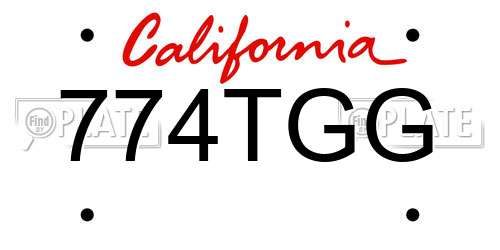 774TGG California License Plate