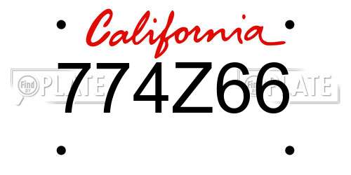 774Z66 California License Plate