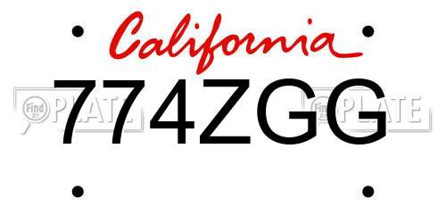 774ZGG California License Plate