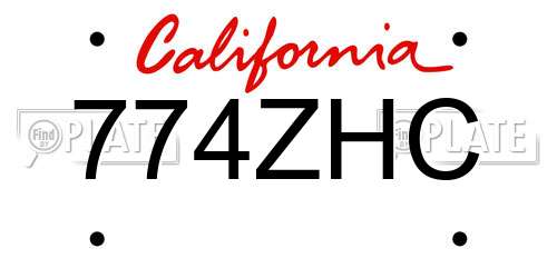 774ZHC California License Plate