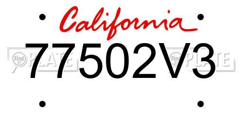 77502V3 California License Plate