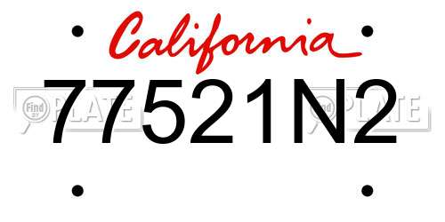 77521N2 California License Plate