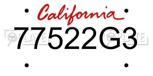 77522G3 California License Plate