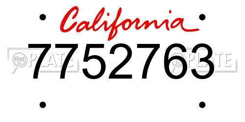 7752763 California License Plate