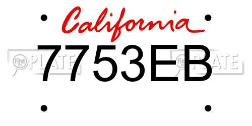 7753EB California License Plate