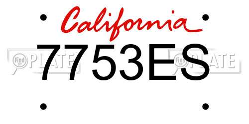 7753ES California License Plate