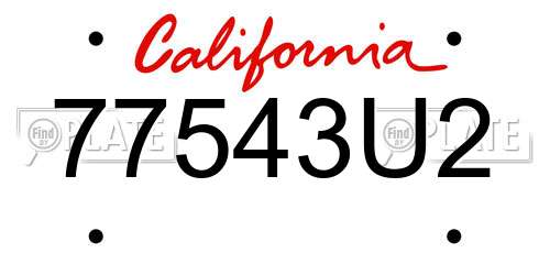 77543U2 California License Plate