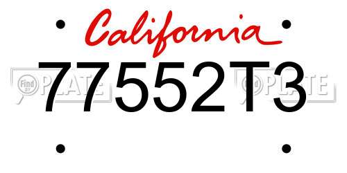 77552T3 California License Plate