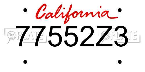 77552Z3 California License Plate