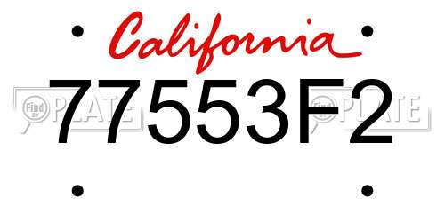 77553F2 California License Plate
