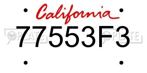77553F3 California License Plate