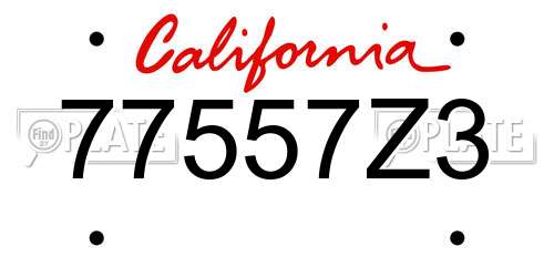 77557Z3 California License Plate