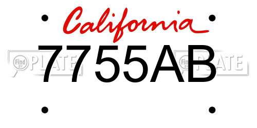 7755AB California License Plate