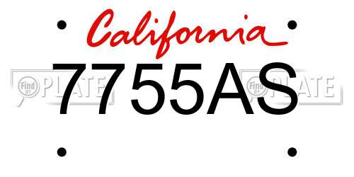 7755AS California License Plate