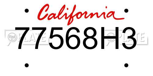 77568H3 California License Plate