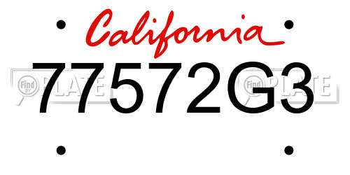 77572G3 California License Plate