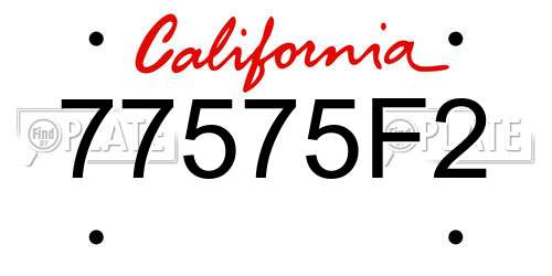 77575F2 California License Plate
