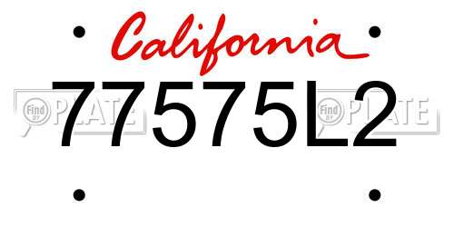 77575L2 California License Plate
