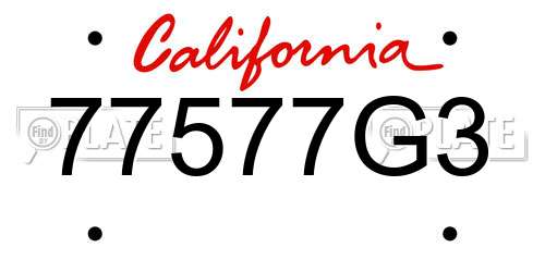77577G3 California License Plate